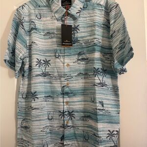 Quiksilver Waterman Blue tropical Patterned “Island Daze” Men's Button up Shirt